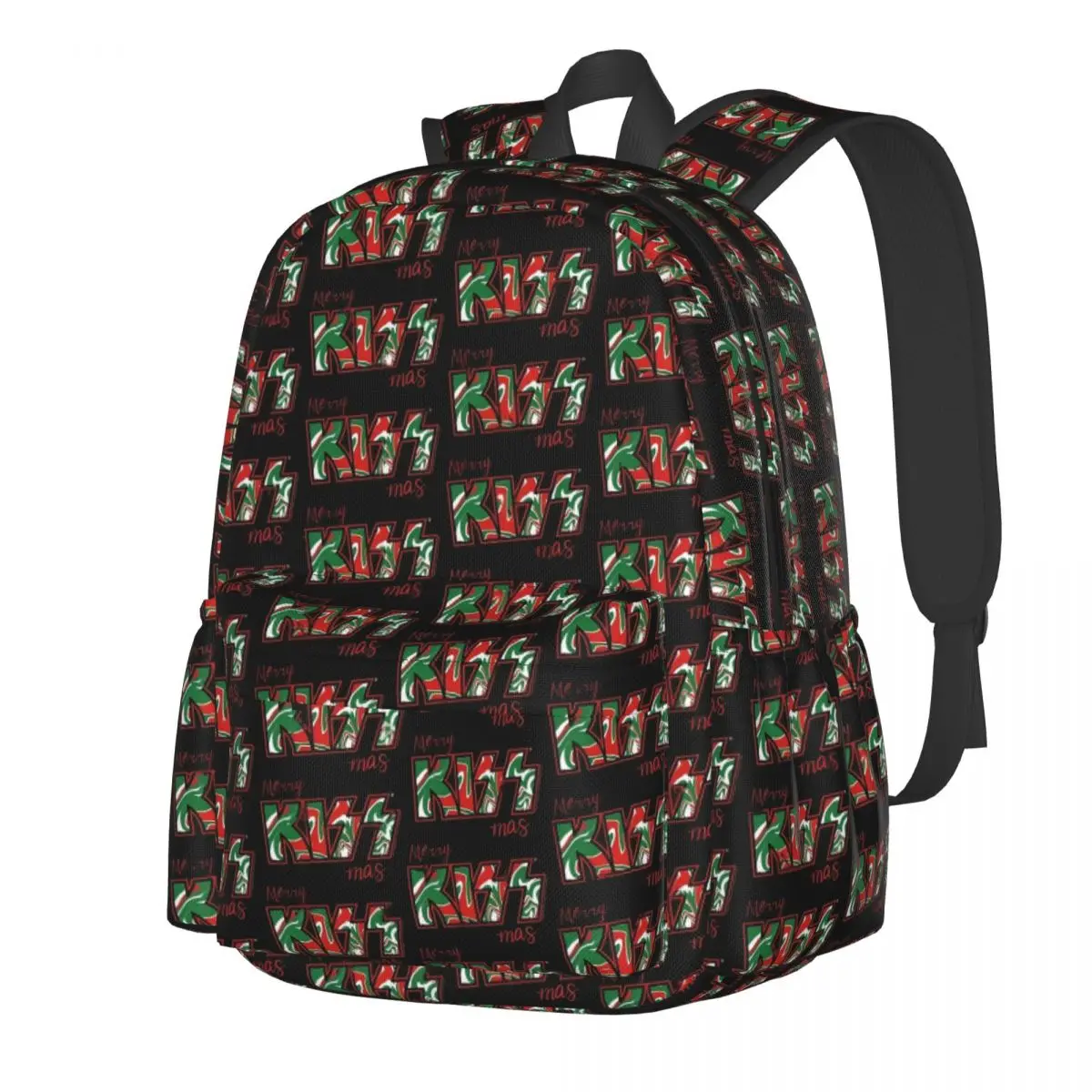 

Christmas Kiss Band Backpack Colorful Print Sport Backpacks Women Men Colorful Print High School Bags Kawaii Rucksack