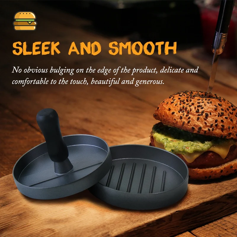 

Stainless Steel Burger Press Round Shape Patty Maker Mold Non-Stick Meatloaf Making Mold Heavy Hamburger Press Tools