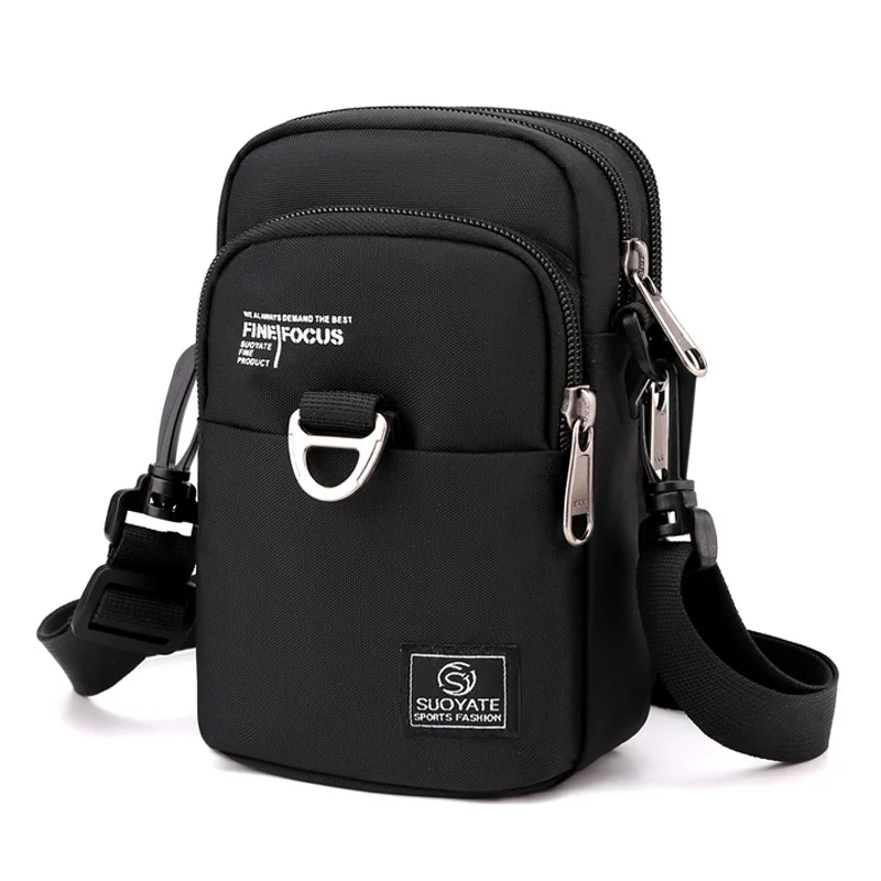 New Fashion 3 Layers Men Small Shoulder Bag High Quality Durable Nylon Men's Handbag Portable Messenger Bag Flap Mini Waist Bag