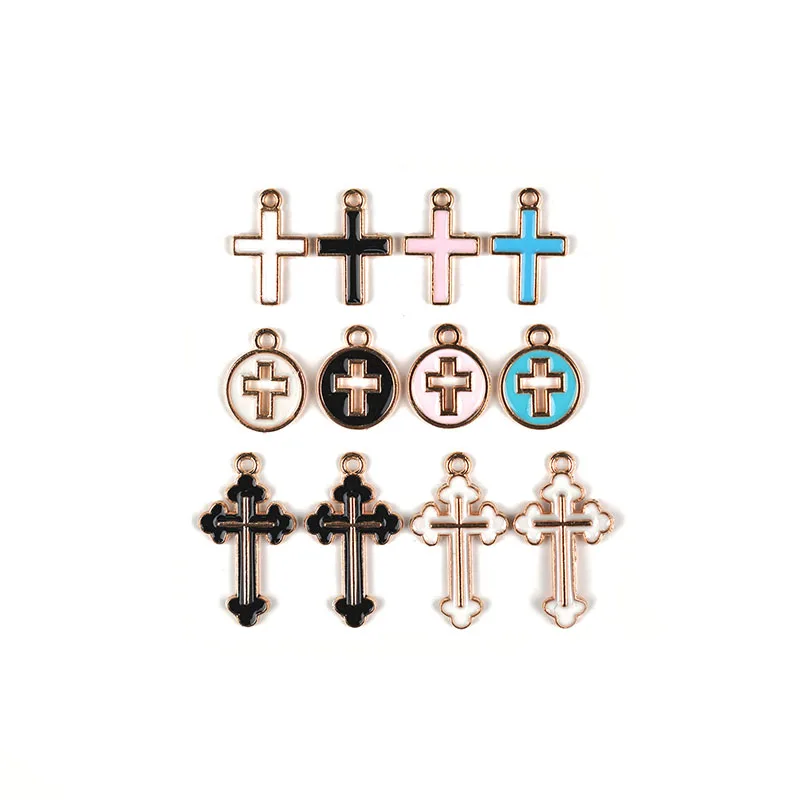 

10pcs Steampunk Enamel Round Crosses Charms for Necklace Earring Colorful Cross Pendants Diy Jewelry Findings