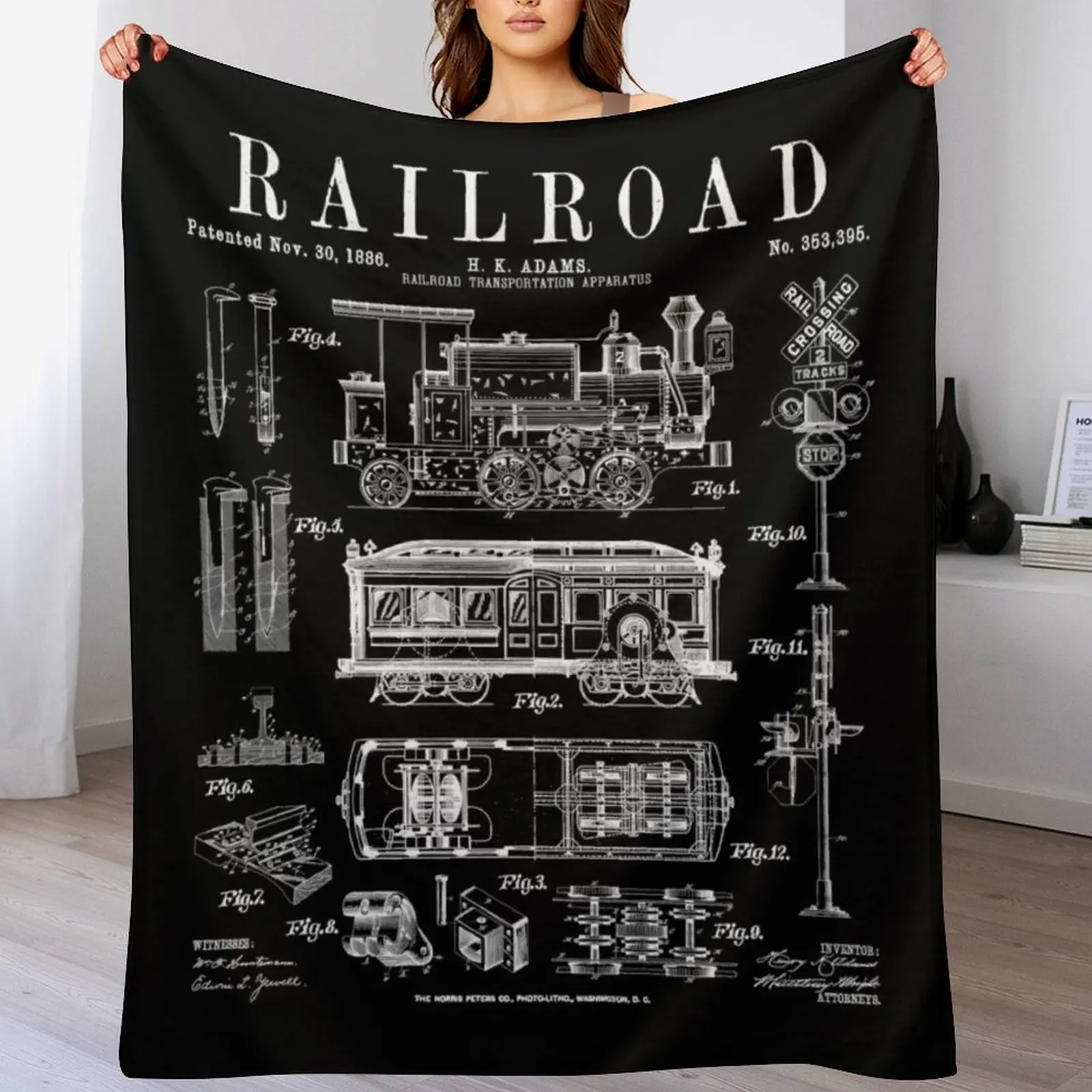 Железная дорога паровоз поезд винтажное одеяло с лакированным принтом идеи