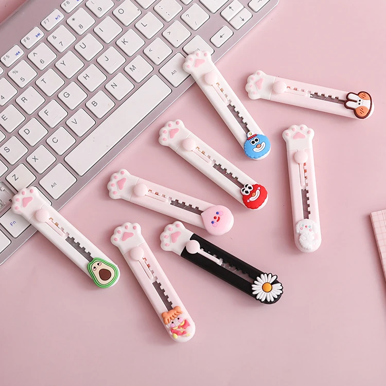 1p Mini Cute Utility Knife Set Cartoon Portable Demolition Express Paper Cutting Art Student School Office Supplies | Канцтовары для