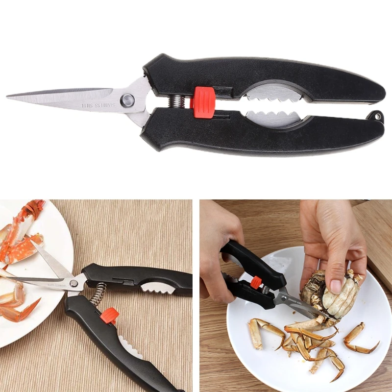 

7'' Kitchen Cracker Lobster prawn peeler Crab Shell Leg Seafood Shellfish Scissor Shear Shrimp Tool