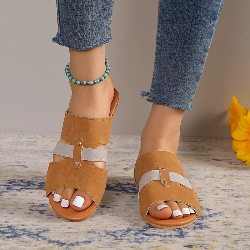 Women's Sandals 2023 Summer New Fashion Beach Shoes Women's Casual Low Heel Open Toe Shoes Women's Trendy Women's Sandals