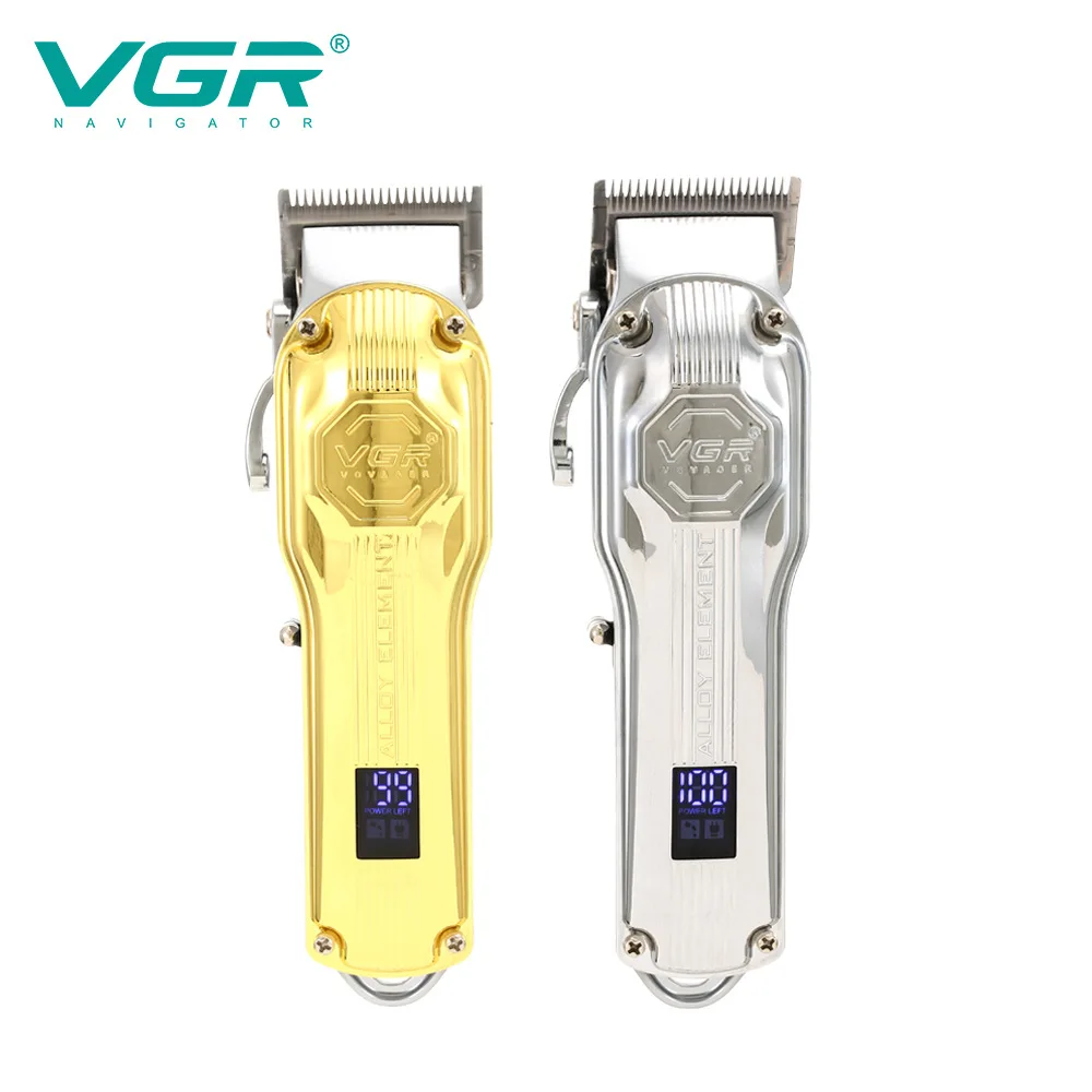 

VGR hair trimmer v672 hairdresser USB rechargeable hair clipper barber hair clipper oilhead hair carving white trimmer LED metal