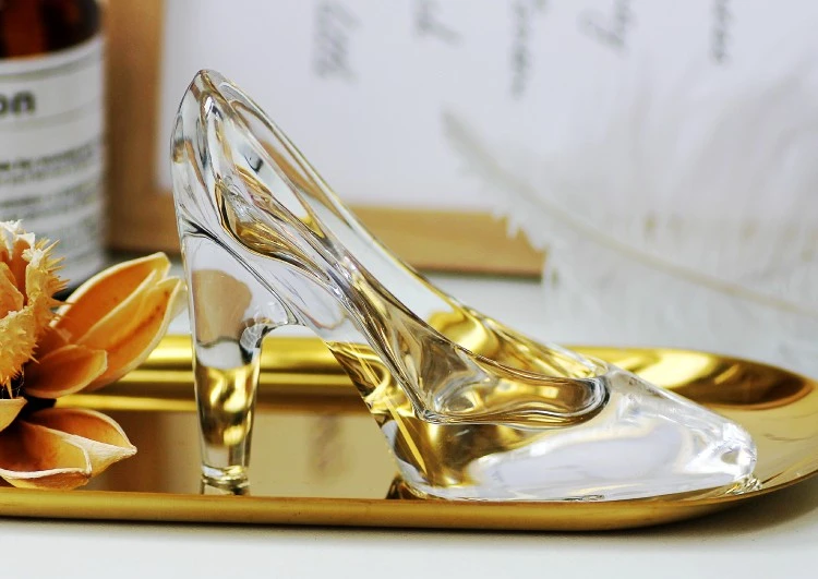 

Crystal Glass Shoes High Heels Eternal Flower Accessories Medium High Heels Decoration Gifts