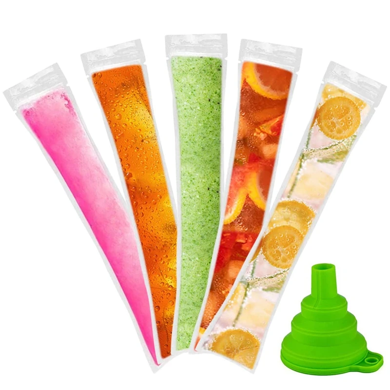 

Disposable Popsicle Bags 120Pcs Freezer Tubes, Ice Bags With Funnel And Ice Sleeves For Juice, Ice Candy Pops, Fruit
