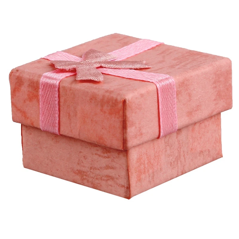 

120 шт. кольцо серьги ювелирные изделия Подарочная коробка бант квадратный чехол розовый