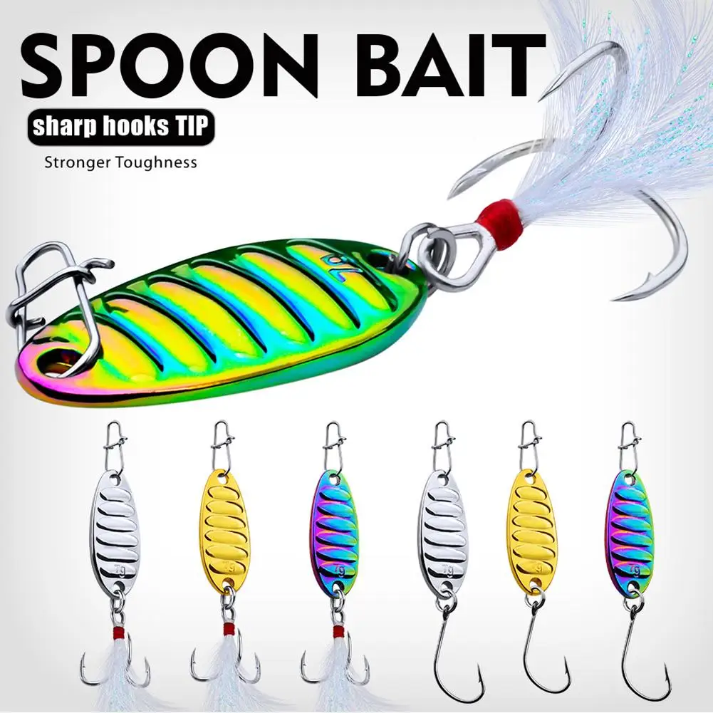 

Spoon Fishing Bait kits Colorful Long Distance Throwing Metal Flat Vib Artificial Freshwater Saltwater Wire