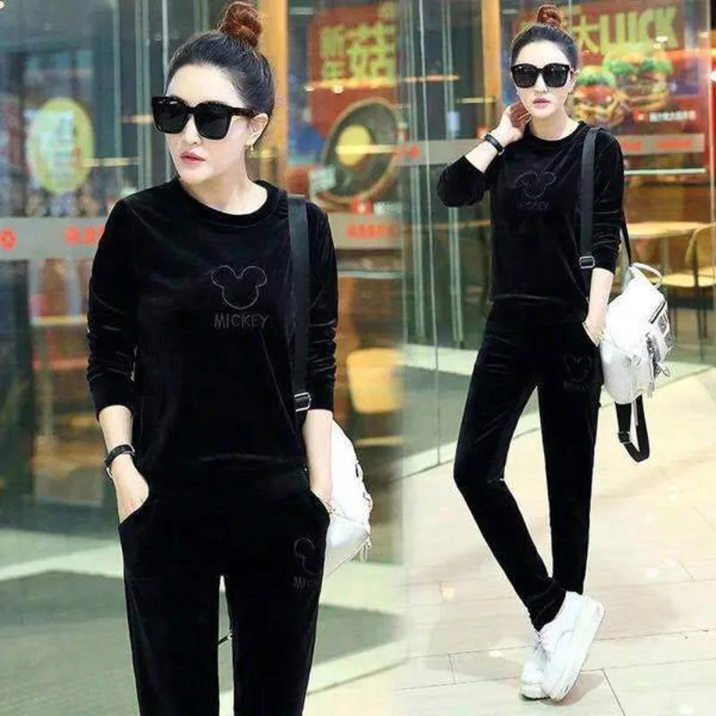 Женские золотистые бархатные спортивные костюмы верх и брюки комплект из двух