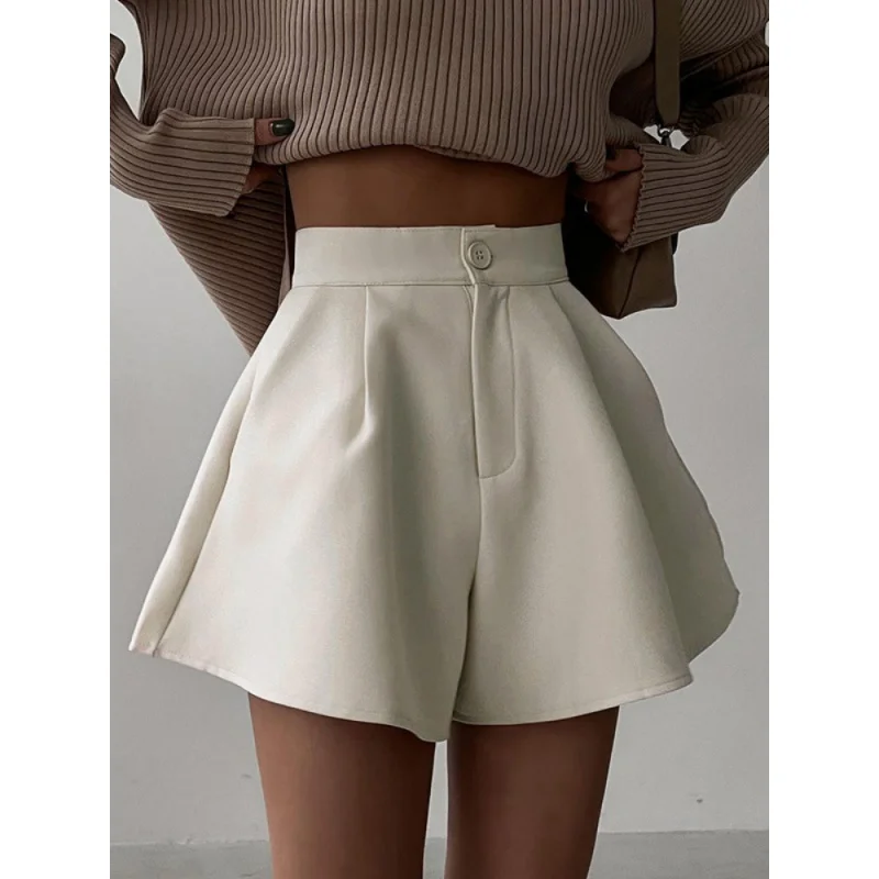

Women High Waist Shorts Summer Casual Loose A-line Wide Leg Short Pants Solid Fashion Pocket Office Lady Trousers Streetwear
