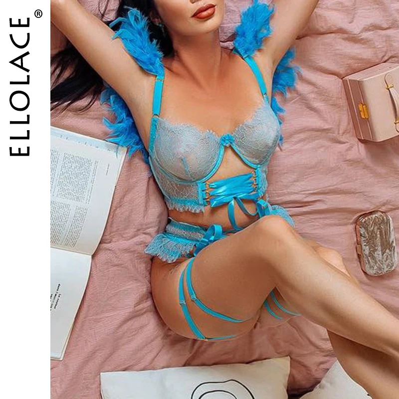 

Ellolace, чувственное женское белье с перьями, сексуальное прозрачное порно Нижнее белье, без подкладки, кружевное Бандажное эротическое белье,...