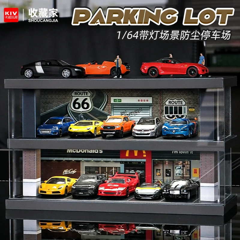 1/64 имитация миниатюрной деревянной парковочной сцены McDonald's ящик для хранения