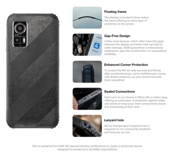 Agm H6 смартфон с 6-дюймовым дисплеем восьмиядерным процессором ОЗУ 8 Гб ПЗУ 2025 ГБ 4G