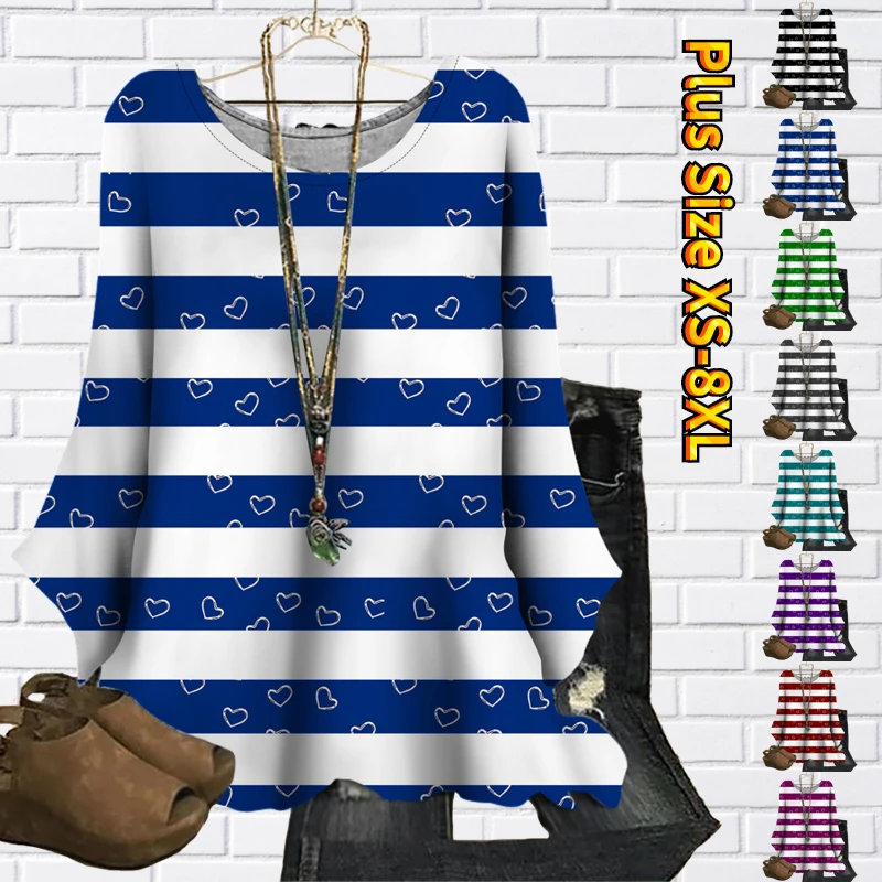 

2023 Autumn Winter Women Elegant Long Sleeve New Design Print T-shirt Round Collar Slim Pullover Casual Tops Vintage Clothes