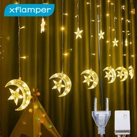 xflamper 3 5m moon stars curtain string lights icicle led light 8 modes ip44 waterproof for room home wedding decor