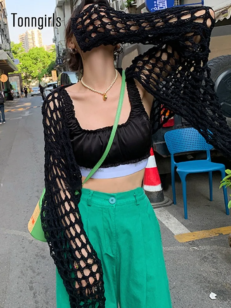 

Tonngirls, Прозрачная женская футболка, гранж, эстетическая, ажурная, Y2k, винтажная, Дымчатая, Fariycore, короткий топ, модная пляжная футболка, топы