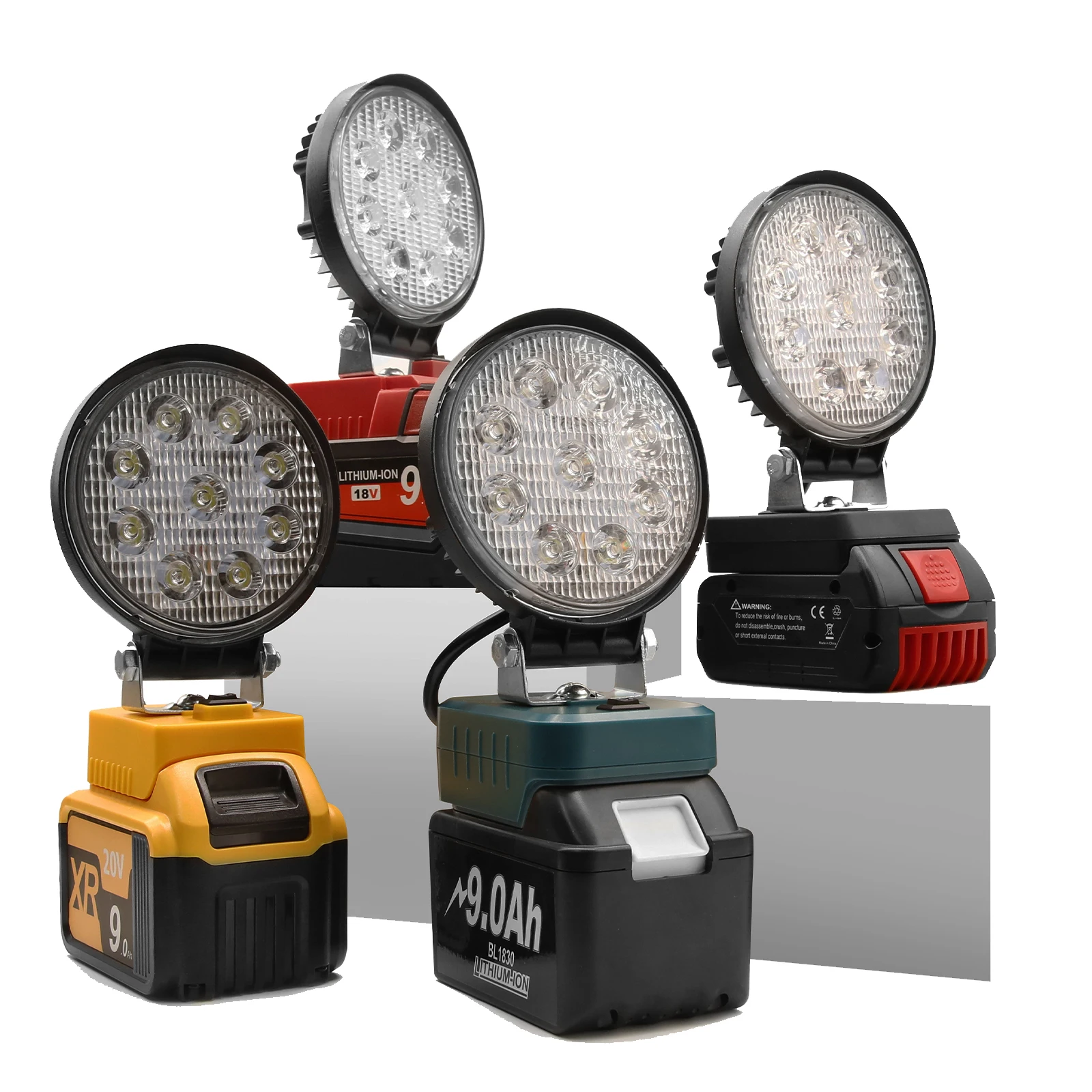 

16W 18V LED Flashlight Outdoors Spotlight Light for Makita/Dewalt/Milwaukee/Bosch Lithium Battery USB Outdoor Lighting with USB