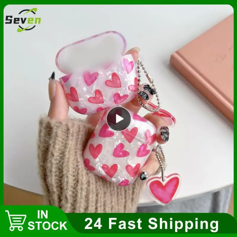 

Cute Earphone Cover Pink Heart Applicable To Airpods1/2 Heart Headphone Case Unique Design For Apple Earphones For Airpods Pro2