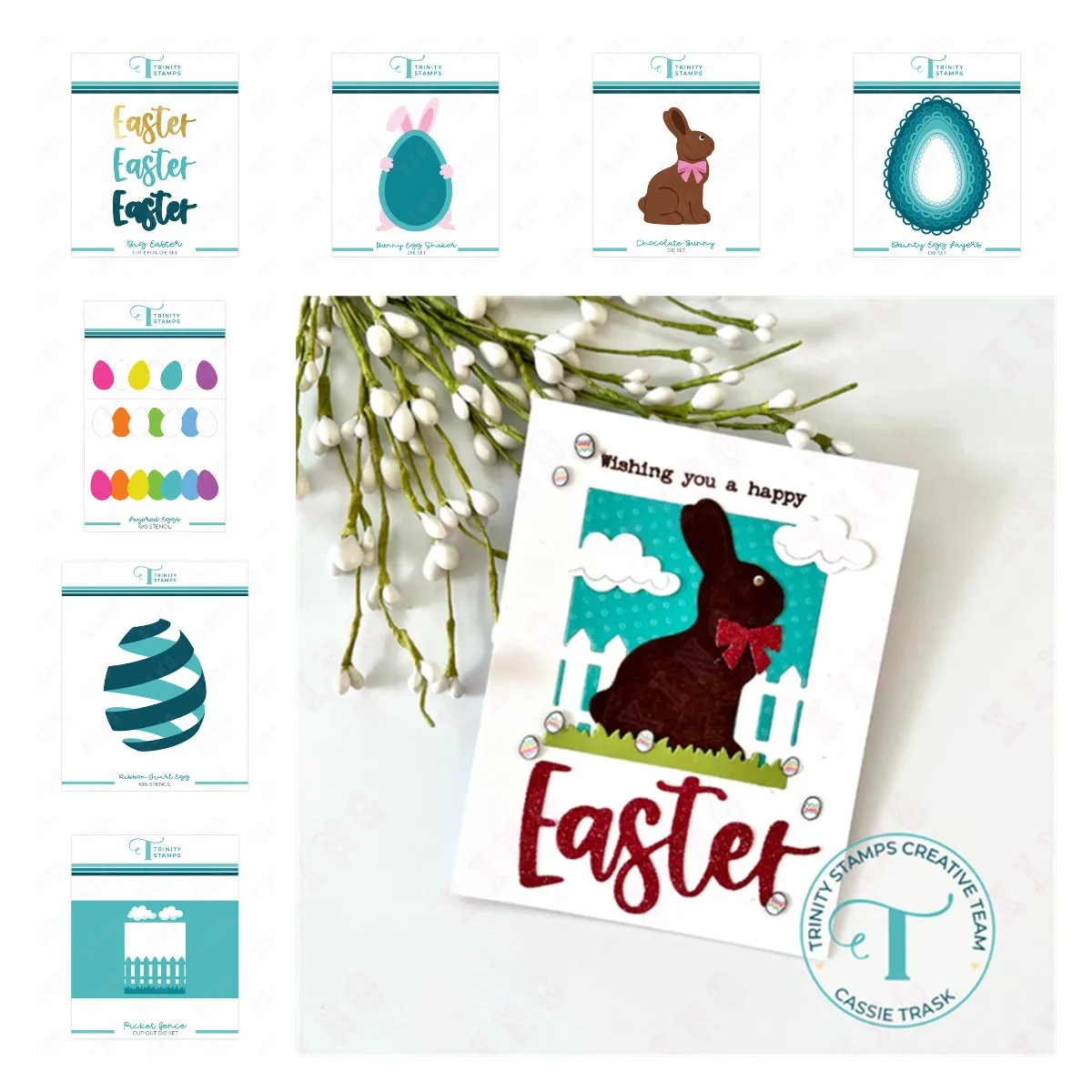 

New Diy Craft Easter Chocolate Bunny Embossed Detail Egg Shaker Dainty Fence Metal Cutting Dies Ribbon Twirl Egg Layered Stencil