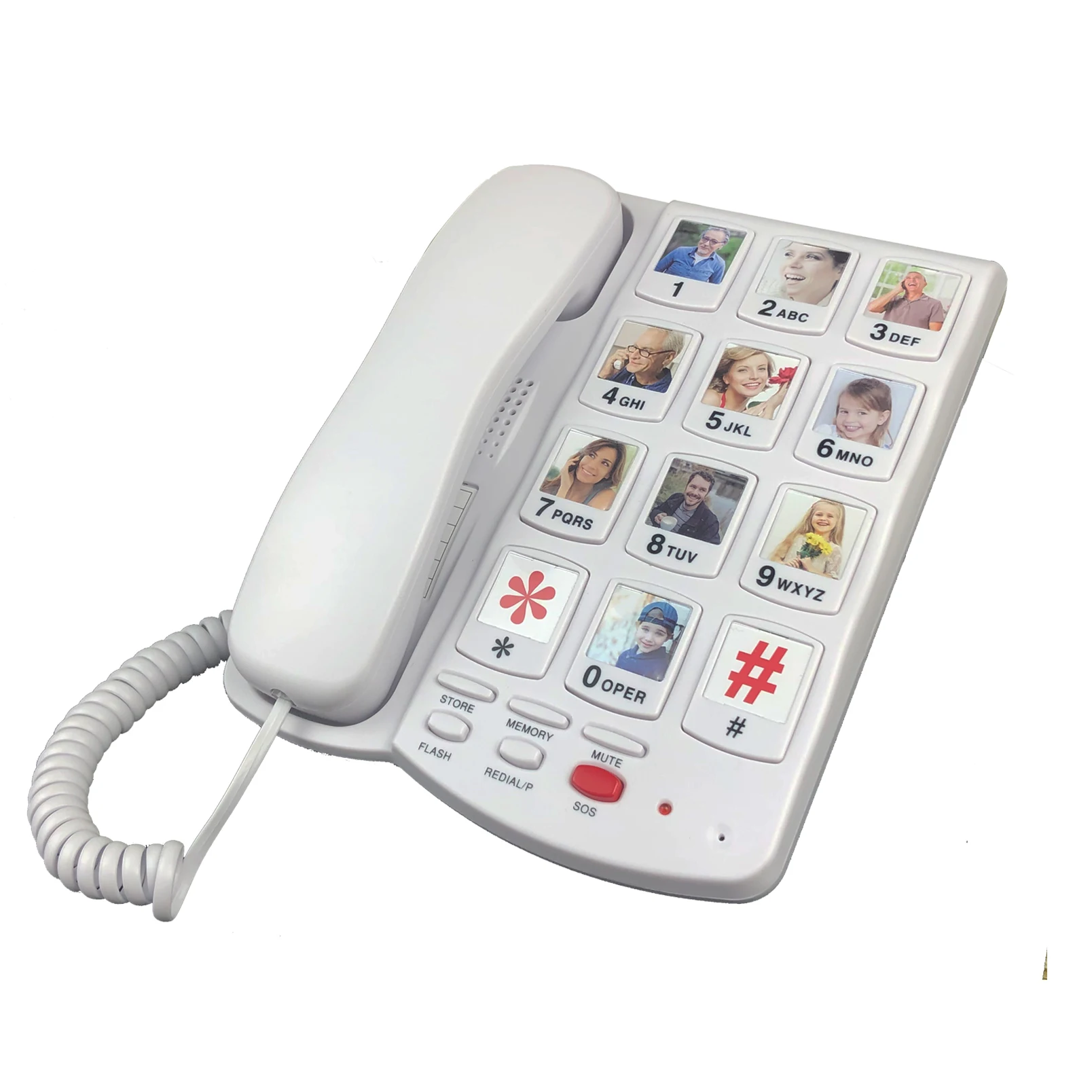 Big Button Corded Phone for Elderly Seniors, Large Button Landline Phone for Old People with Replaceable Picture Memory Key, Amp