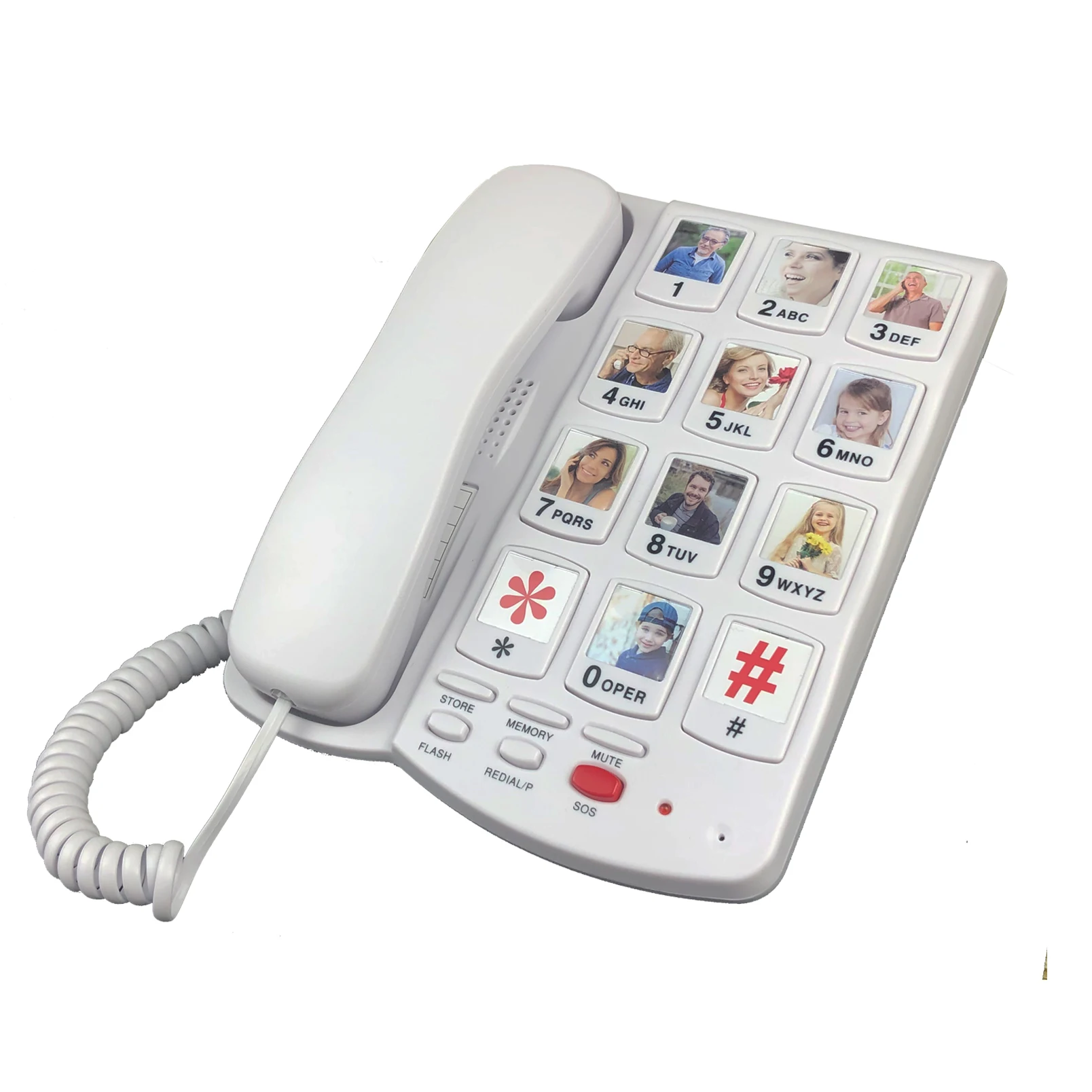 

Big Button Corded Phone for Elderly Seniors, Large Button Landline Phone for Old People with Replaceable Picture Memory Key, Amp