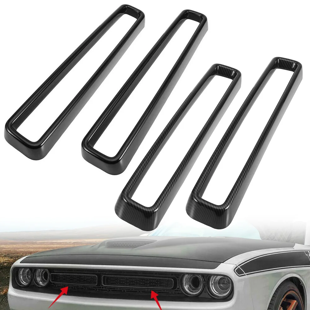 

2pcs Car Front Grid Grille Inserts Racing Grill Frame Trim Kit for 2015-2020 Dodge Challenger Car Accessories