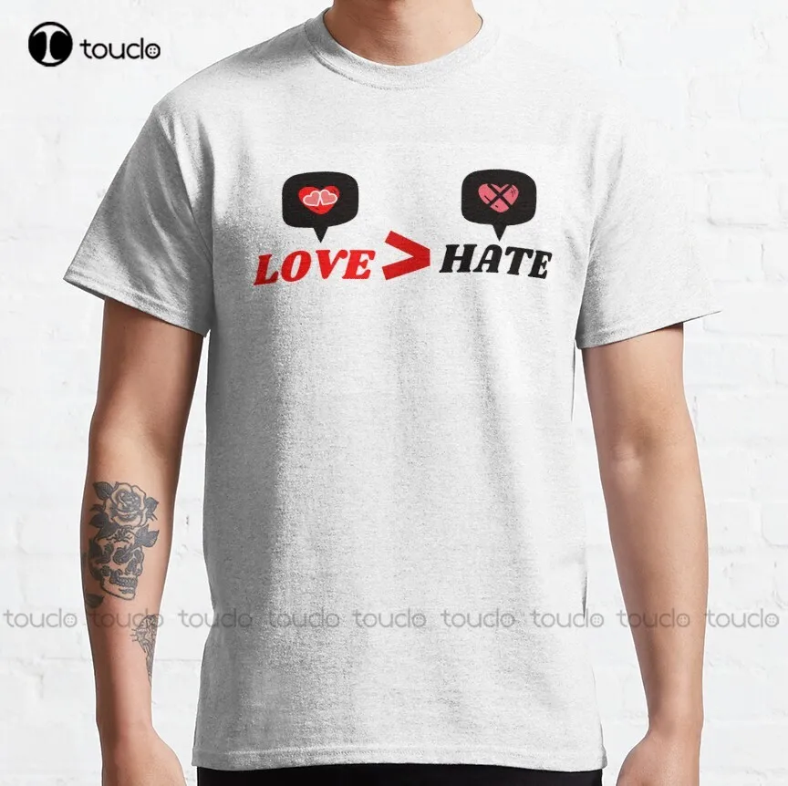 

Классическая футболка Love Is more Than Hate, художественная рубашка на заказ, футболка Aldult для подростков унисекс с цифровой печатью, модная забавная Новинка