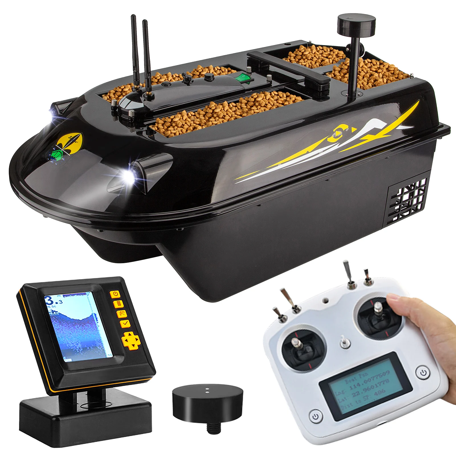 

2022 New Design Bait Boat Gps Autopilot 600m Remote Control Sea Fishing Bait Boat With Fish Finder
