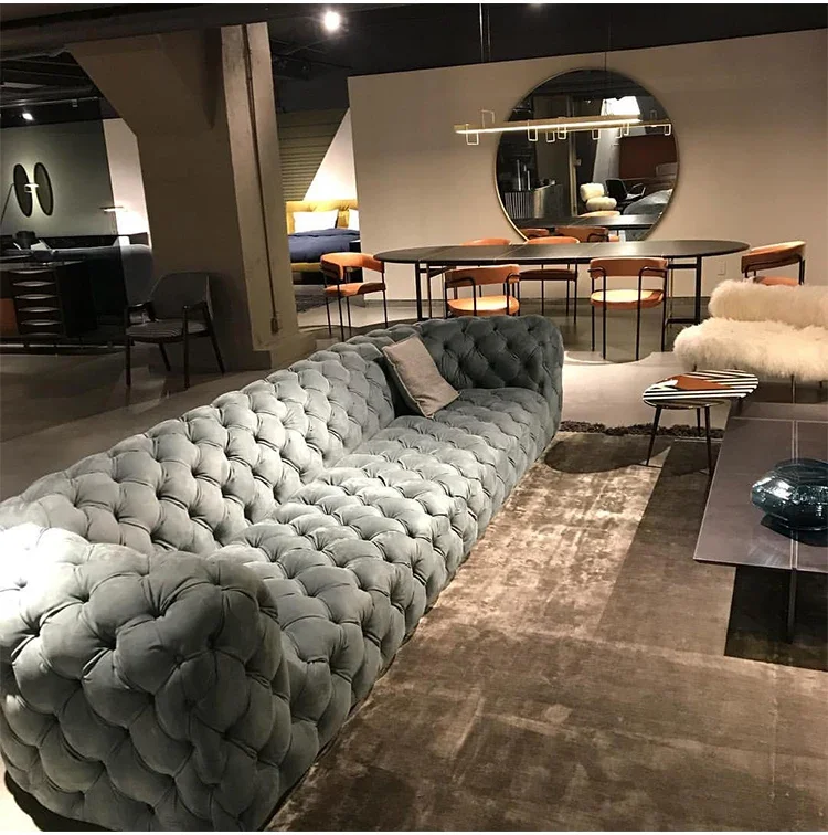 Легкий роскошный современный технологический тканевый диван с пряжкой в