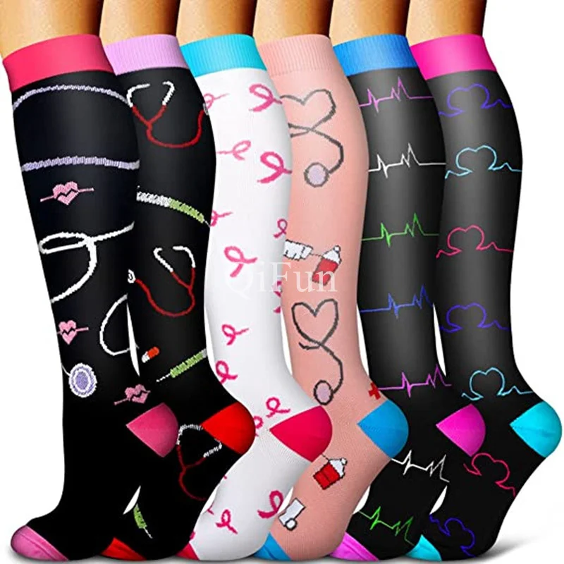 

Compression Socks ONE PAIR Running Marathon Sports Men Women Socks Nylon Outdoor Stockings For Medical Varicose Veins