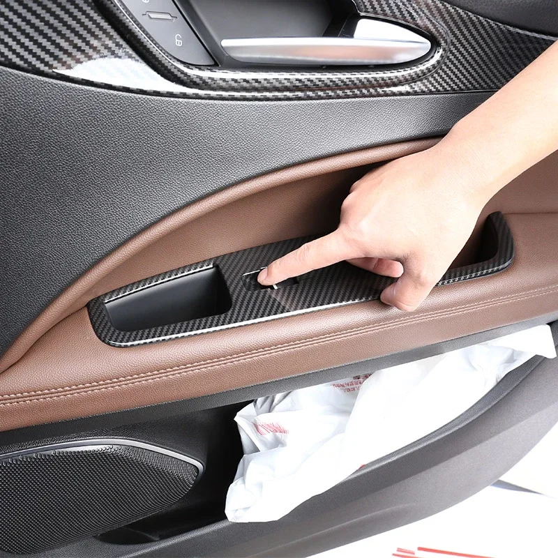 Car ABS Carbon Fiber Window Lift Button Frame Decoration Sticker  for Alfa Romeo Stelvio 2017-2019  Car Modified Accessories
