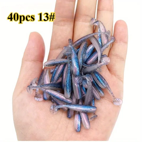 Мягкие рыболовные приманки 40 шт., 40 мм, 0,5 г, T-образный хвост