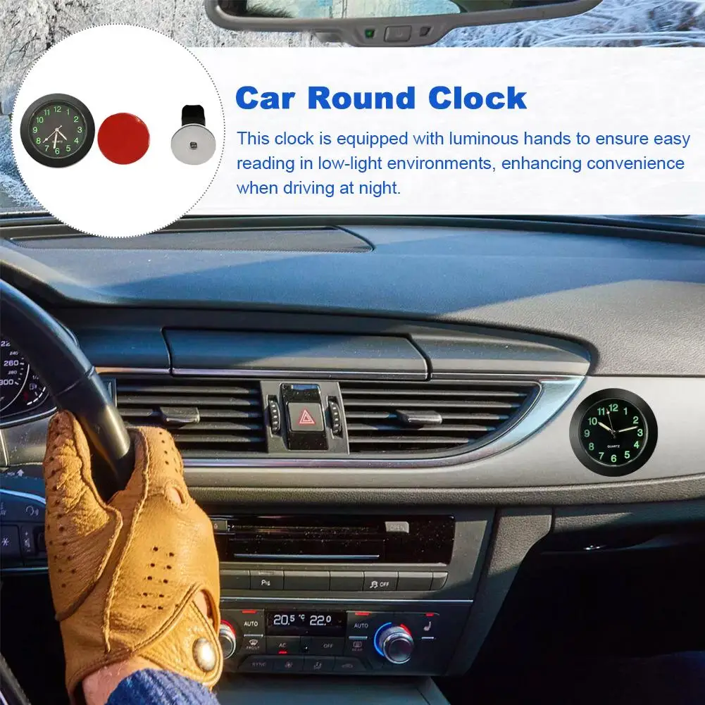 Universal Car Round Clock Electronic Watch Dashboard Noctilucent Decoration Mini Air Vent For Cars Auto Accessary E2Y1