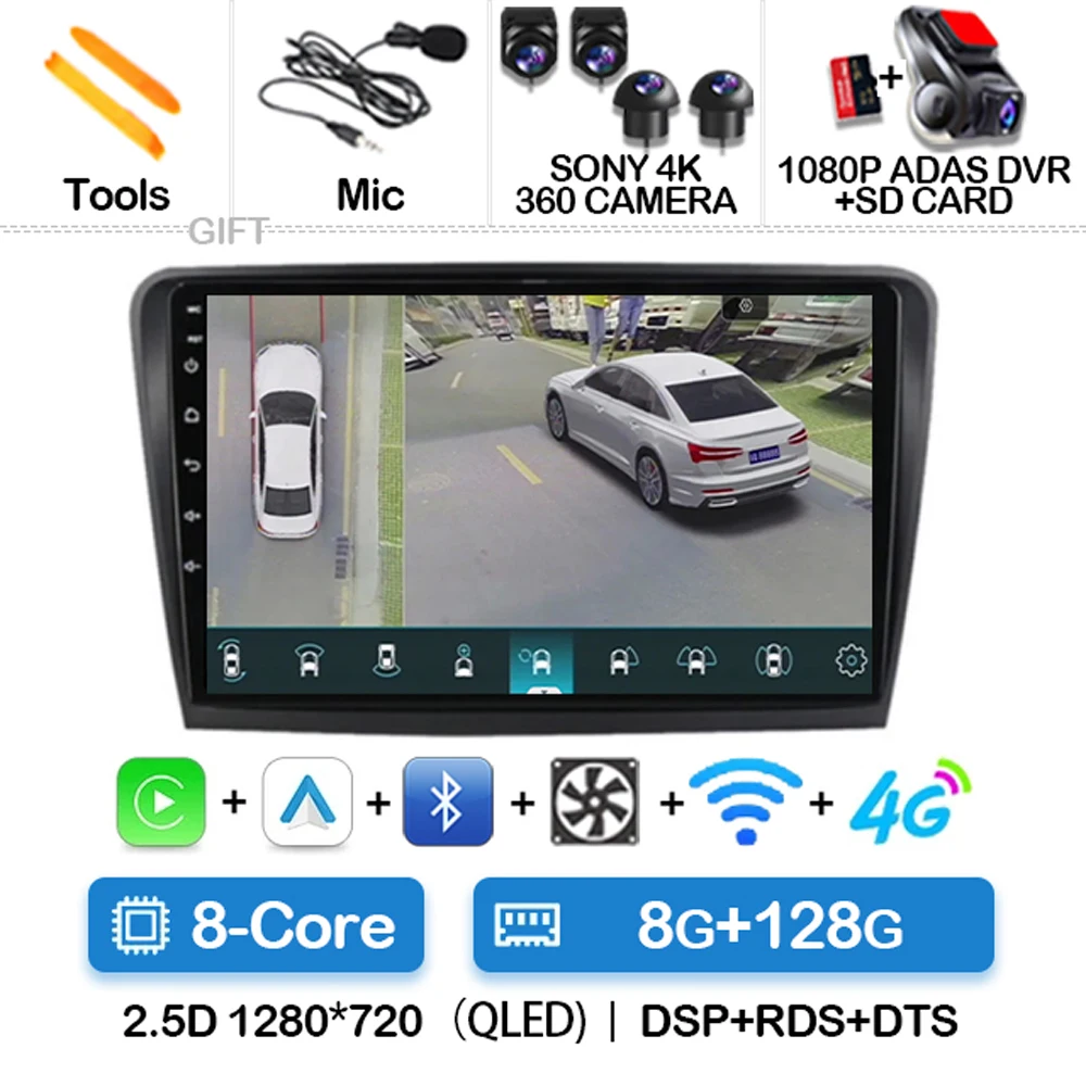 

Автомобильная магнитола на Android 14 для Skoda Superb 2 B6 2008-2015, беспроводная стереосистема Carplay, автомобильный навигатор, GPS, мультимедийный видеоплеер, Wi-Fi, 4G, DSP