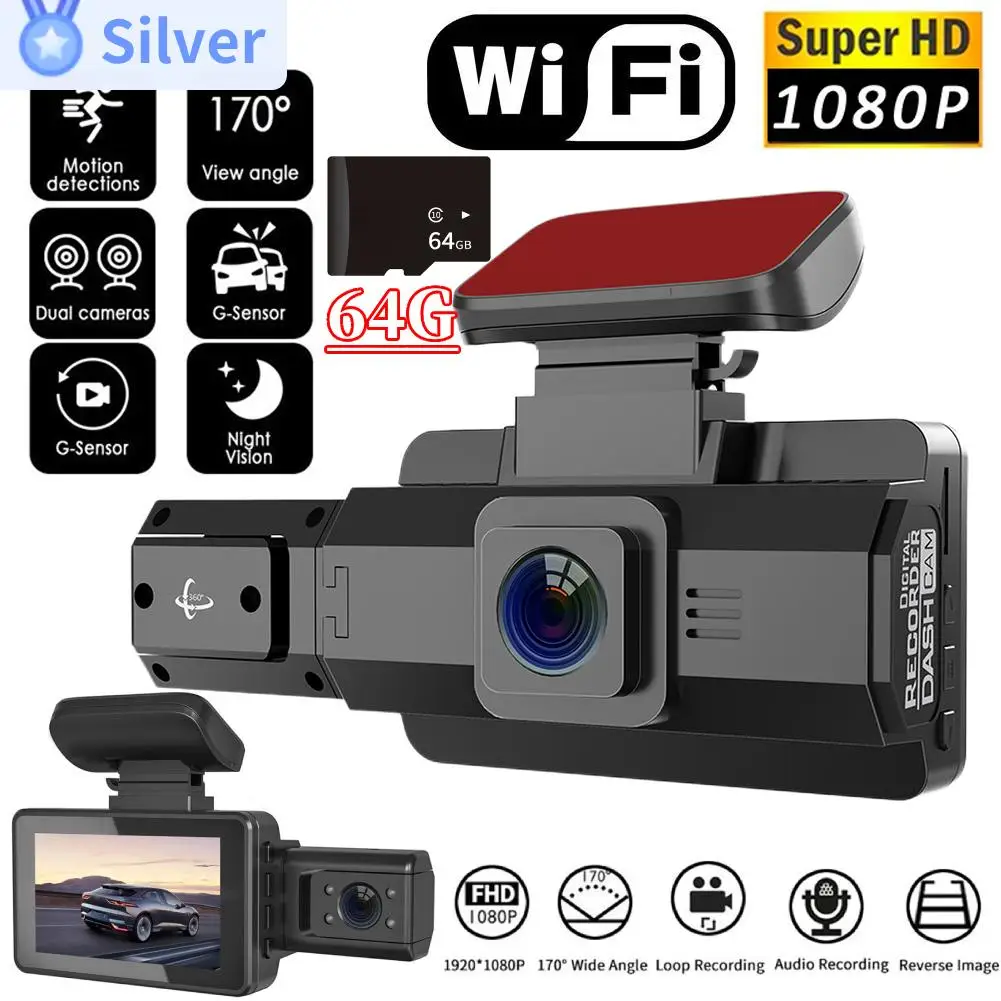 

3 inch Dual Lens Dash Cam HD 1080P WIFI Car DVR Camera 360 Degree Wide Angle Night View Video Recorders Loop Recording Car Cam