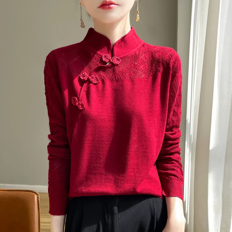 Весенне-осенний новый камвольный свитер из ультратонкой шерсти женский