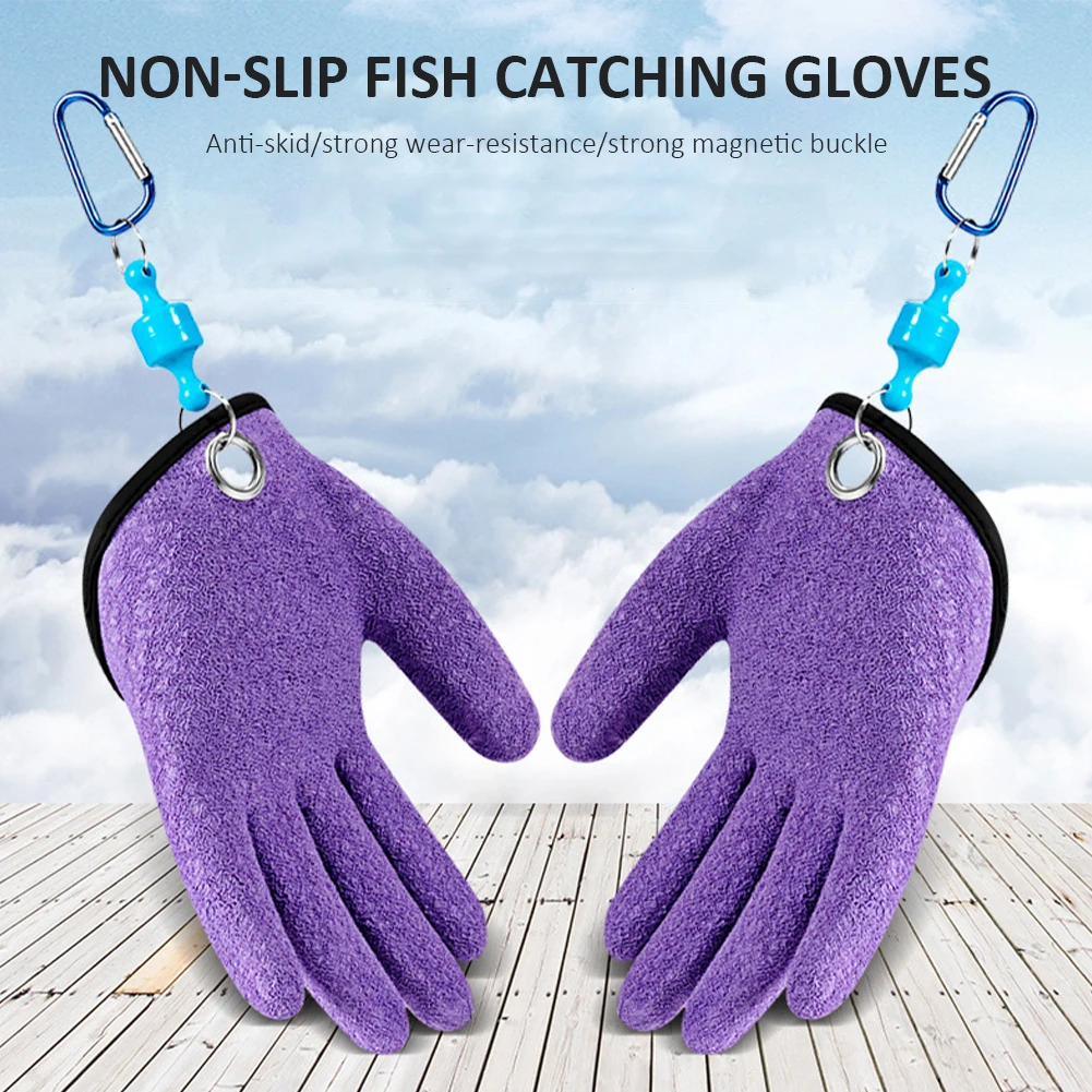

Left/Right Hand Fishing Gloves Waterproof Non-Slip Fish Catching Glove With Magnet Release Half Palm Fishing Glove