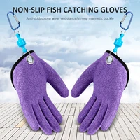 leftright hand fishing gloves waterproof non slip fish catching glove with magnet release half palm fishing glove