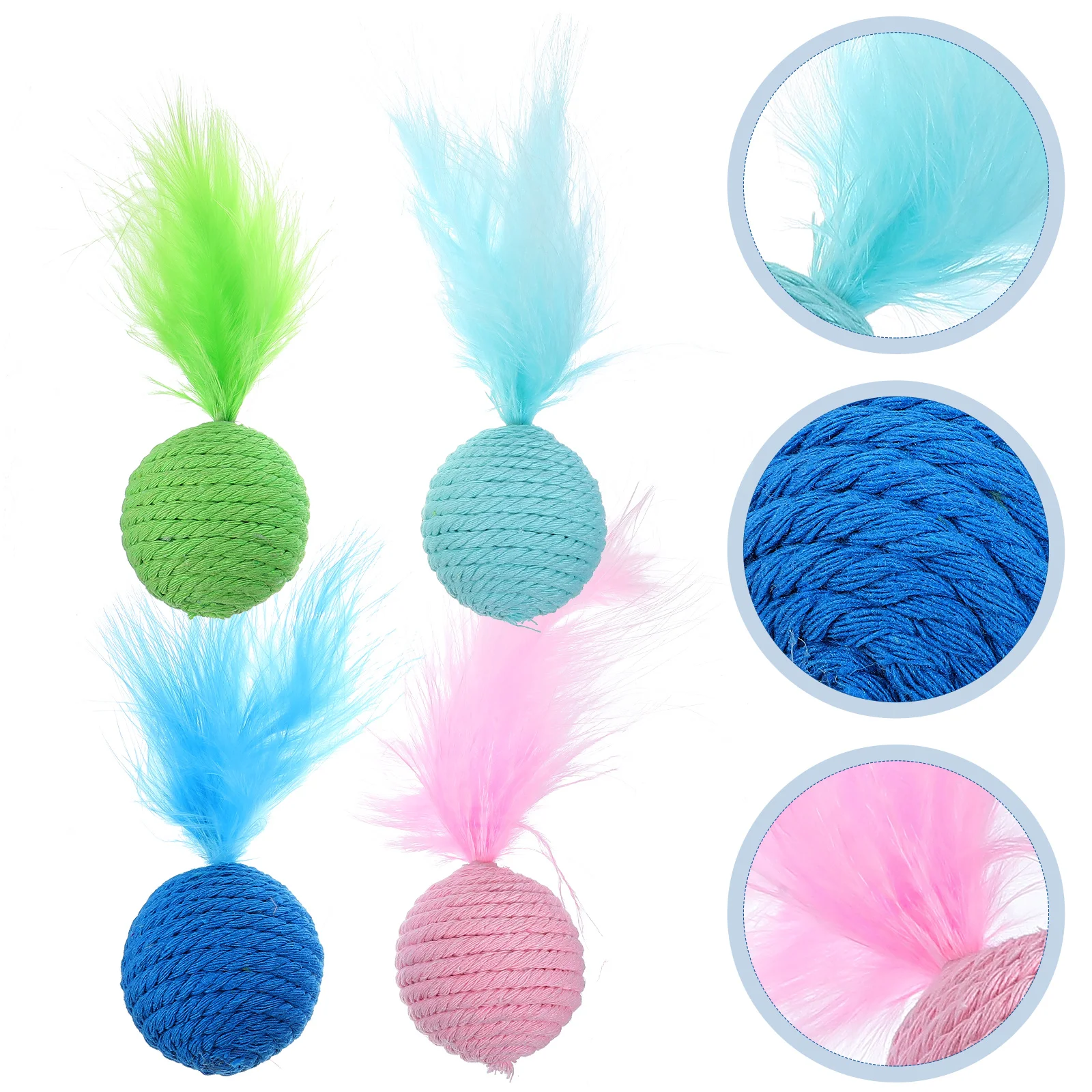 

4 Pcs Toys Cat Chewing Knitted Balls Cartoon Shaped Kitten For Indoor Cats