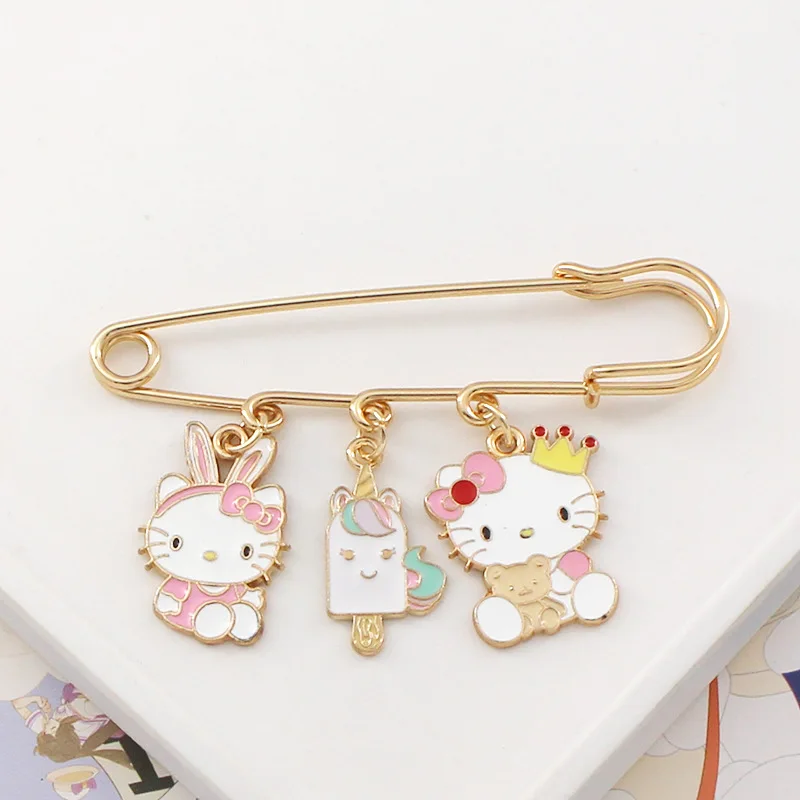 

Kawaii Sanrio Accessories Brooch Hello Kitty Mymelody Kuromi Cute Personality Buckle Pin Badge Waist Buckle Toys for Girls Gift