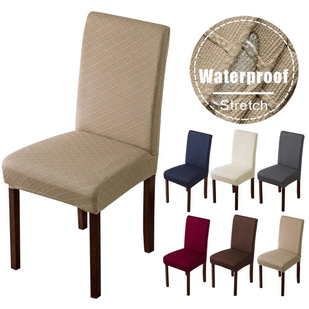 

Waterproof Jacquard Dining Room Chair Cover Stretch Spandex Chair Slipcover For Restaurant Wedding Banquet Hotel Home Decoration