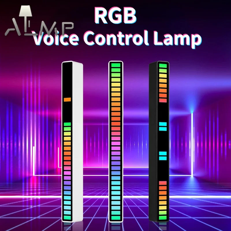 

USB/перезаряжаемое устройство управления лампа, цветной светильник с управлением звуком, новинка, 32 светодиодный, с голосовой активацией, ко...