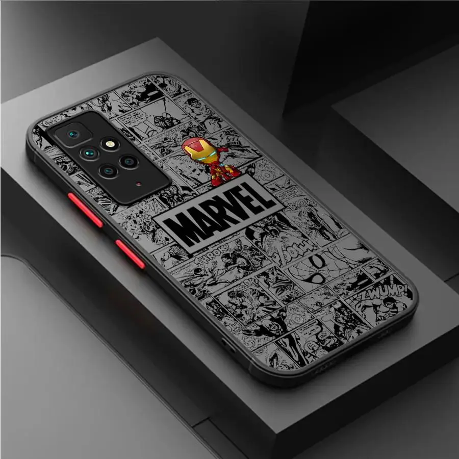 Матовый чехол для Xiaomi Redmi Note 11 13 Pro Plus 10 12 9S 12S 12C 9 8 K40 10C A1 8T 13C Чехол телефона Marvel Iron Man