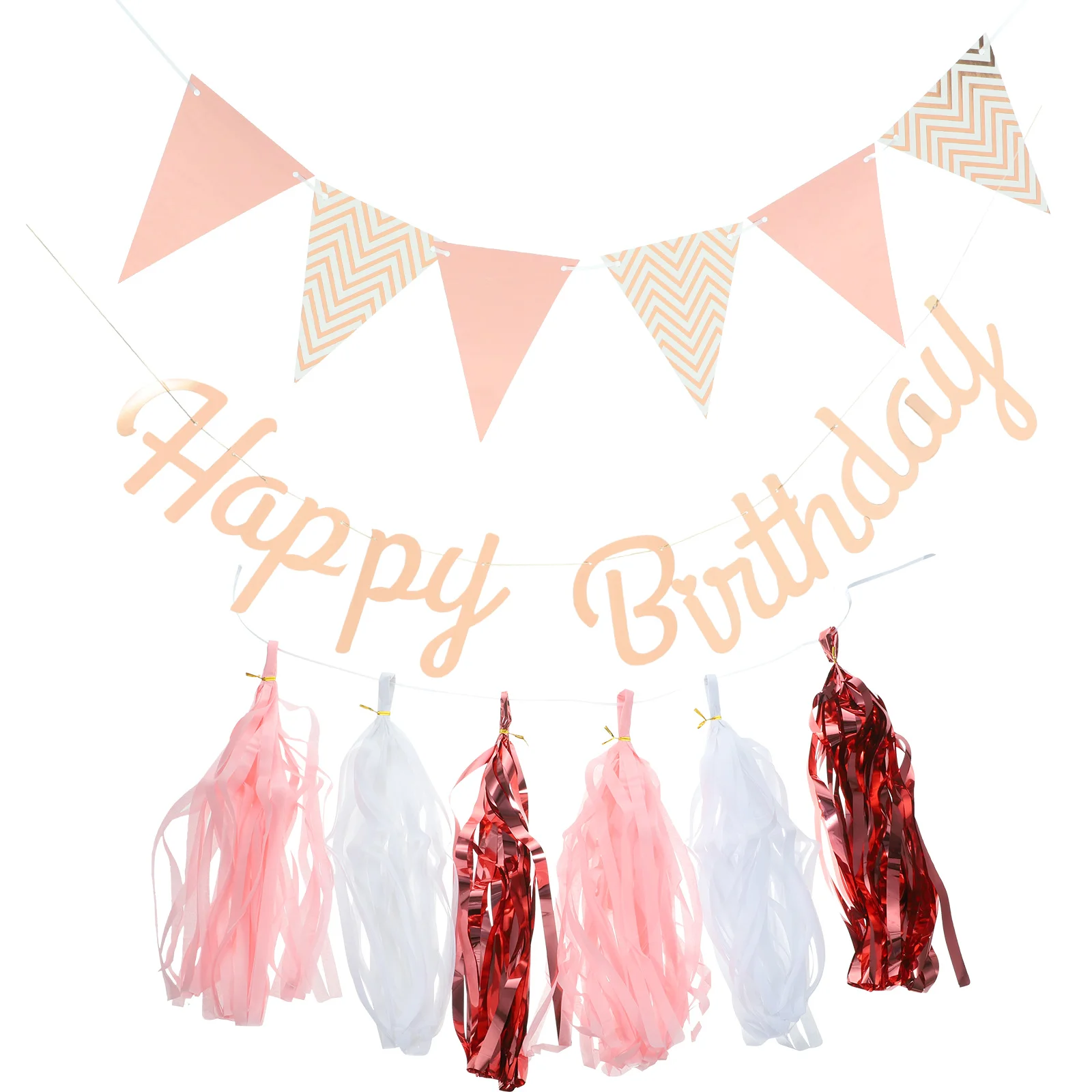 

Happy Birthday Gold Banner Party Decoration Hanging Women Rose Flag Pendants Photo Backdrop Plastic Anniversary Ornament Baby