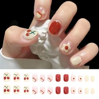 nail patch modern abs stylish flower cherry fake tips for dating nail art patch nail patch