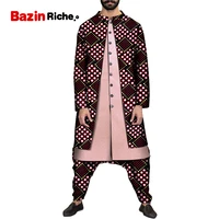 african men suit fashion shirt patch trousers drop rrotch pant sets male groom plus size party street wear clothes wyn1484