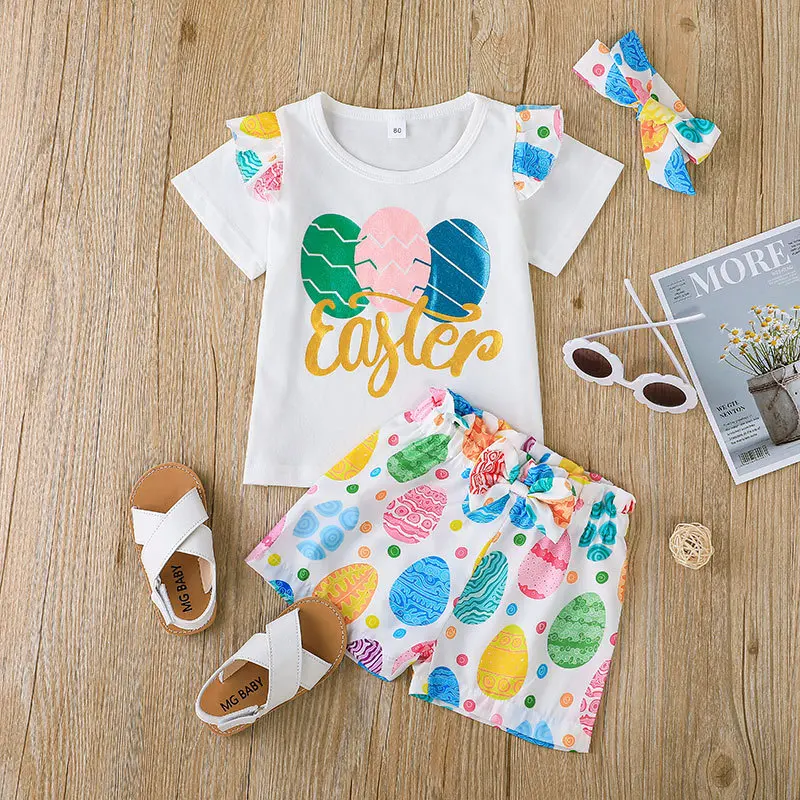 

2 шт., футболка с коротким рукавом и шорты с принтом листьев