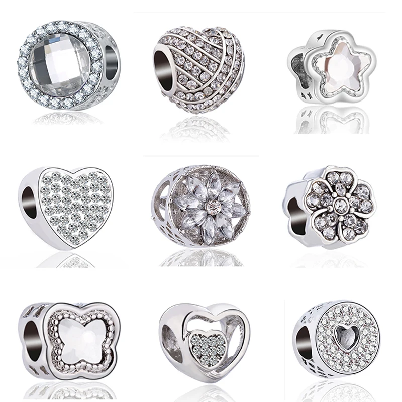 

Cute European Style Crystal Love Heart Flower Star Charms Beads for Jewelry Making Men DIY Bracelets & Bangles Crafts Supplies