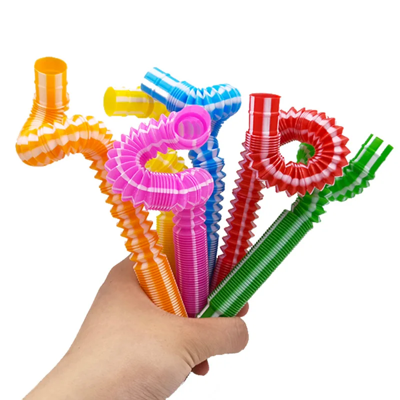 6pcs Pop tube Colorful Children's Decompression Telescopic Toy DIY Dtretch Bellows Decompression Tube enlarge